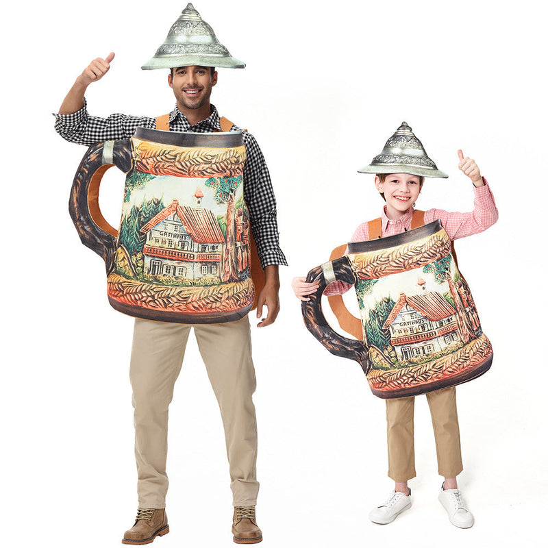 Herren Bierkrug Kostüm mit abnehmbarem Deckel