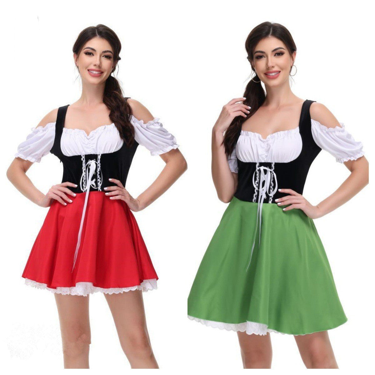 Damen Trachtenkleid mit Puffärmeln und Schnürung