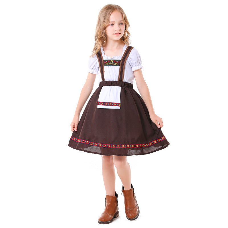 Mädchen Dirndlkleid mit Schürze und Stickereien