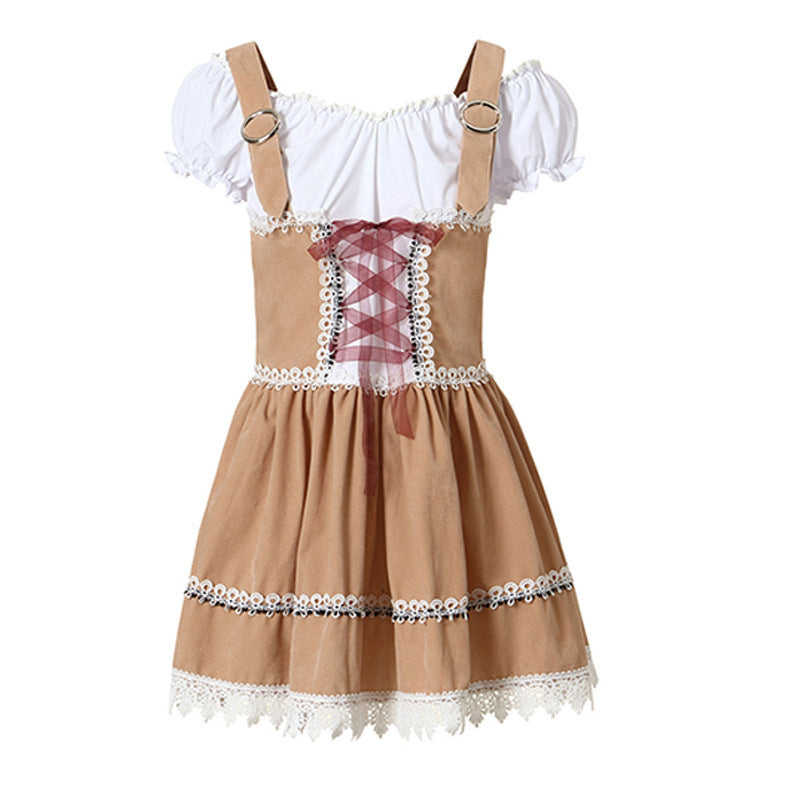 Damen Trachten Minikleid mit Carmenbluse und Hut
