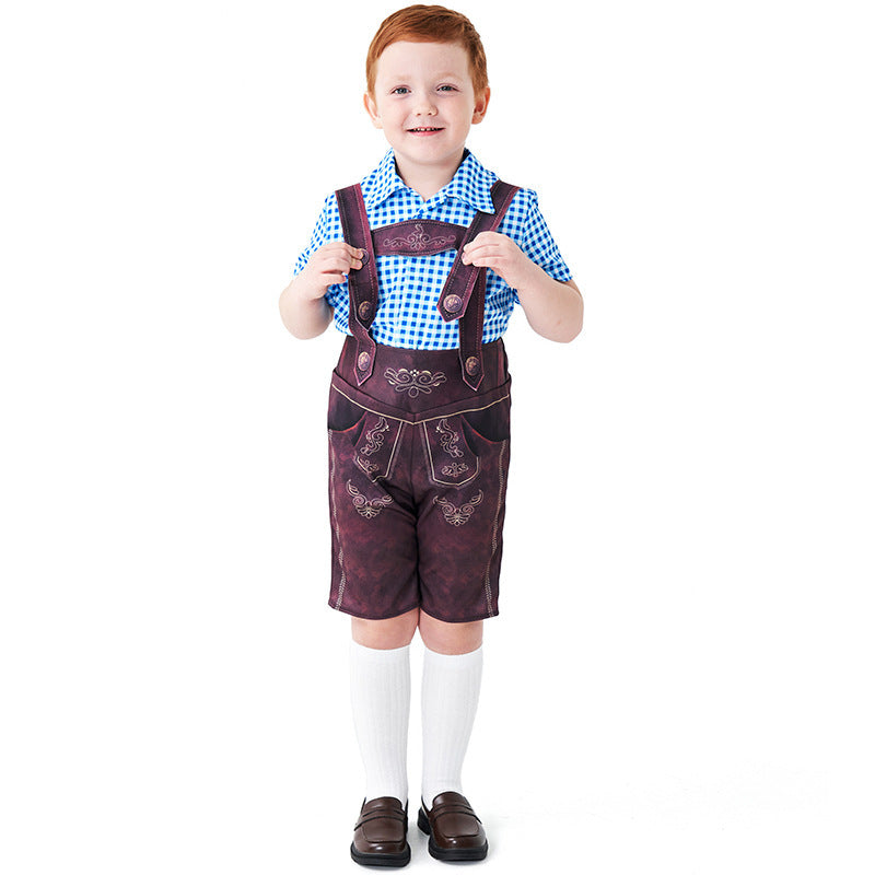 Kurze Trachtenlederhose für Jungen mit Stickerei