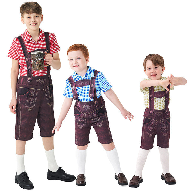 Traditionelle Trachtenlederhose für Kinder mit Trägern