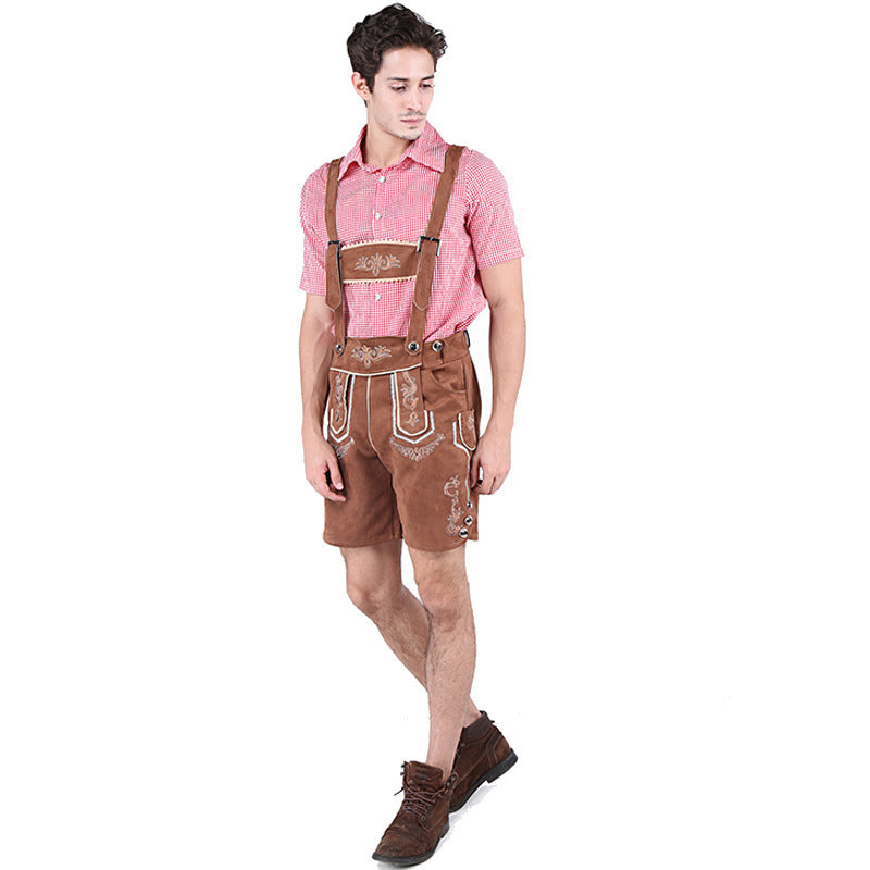 Herren Trachtenlederhose kurz mit Latzträgern