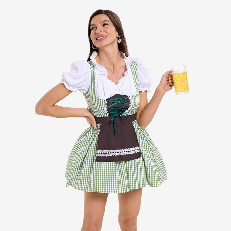 Kurzes Trachten Dirndl für Damen mit Puffärmeln