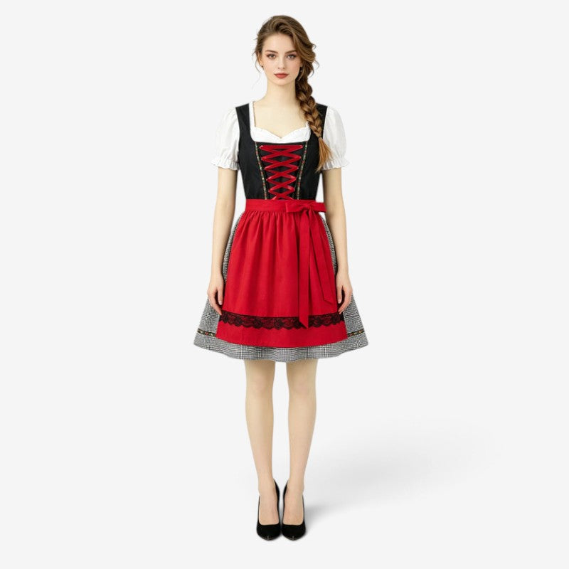 Damen Dirndlkleid mit Puffärmeln und Schürze