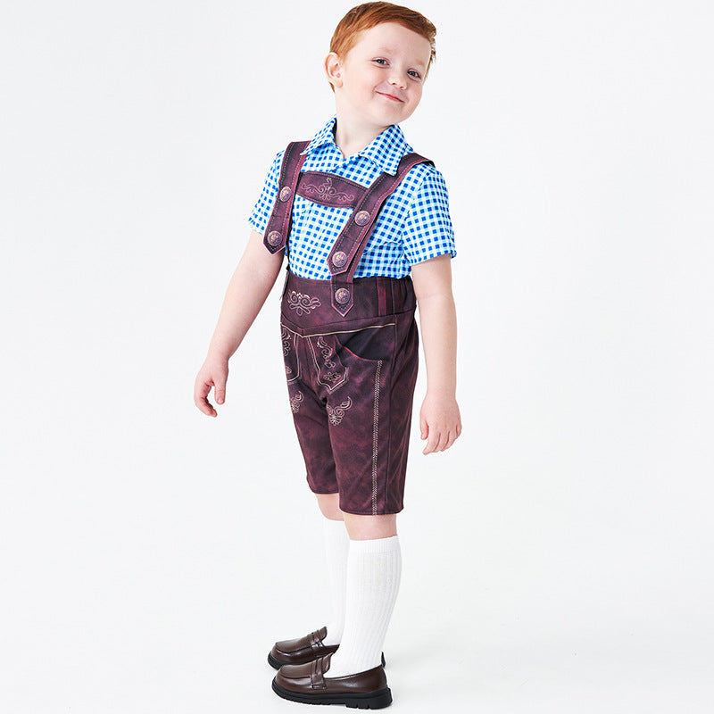 Kurze Trachtenlederhose für Jungen mit Stickerei