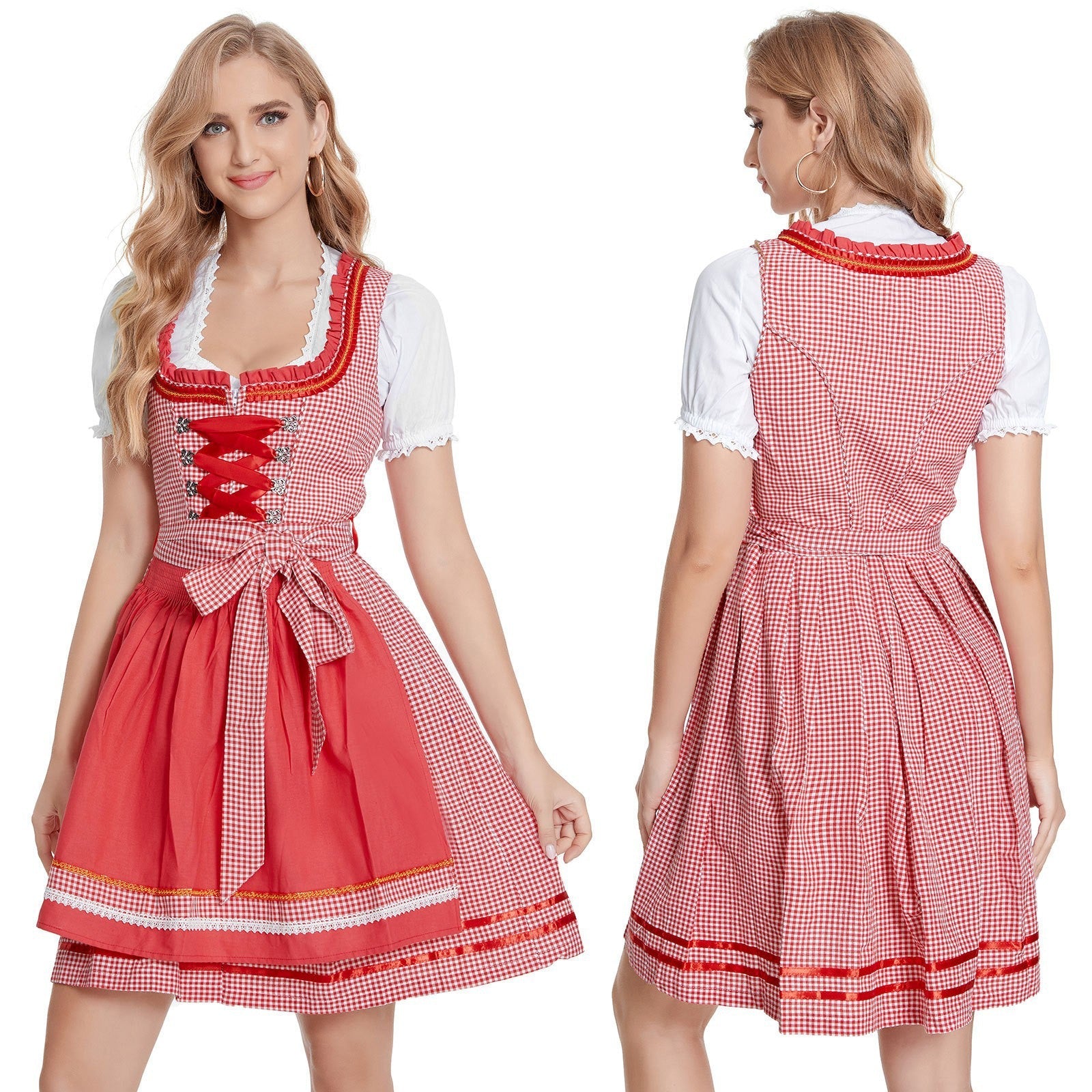 Damen Trachten-Dirndl mit Schnürung und Herzstickerei