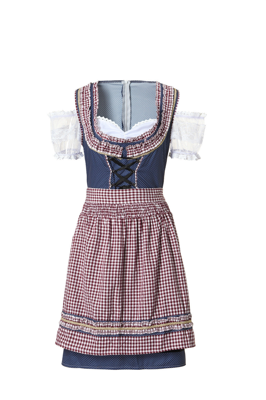 Damen Trachtenkleid mit Schnürmieder und Spitzenärmeln