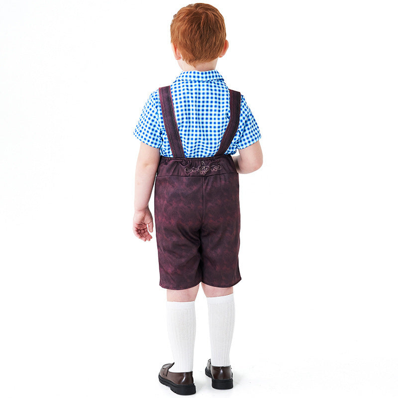 Kurze Trachtenlederhose für Jungen mit Stickerei