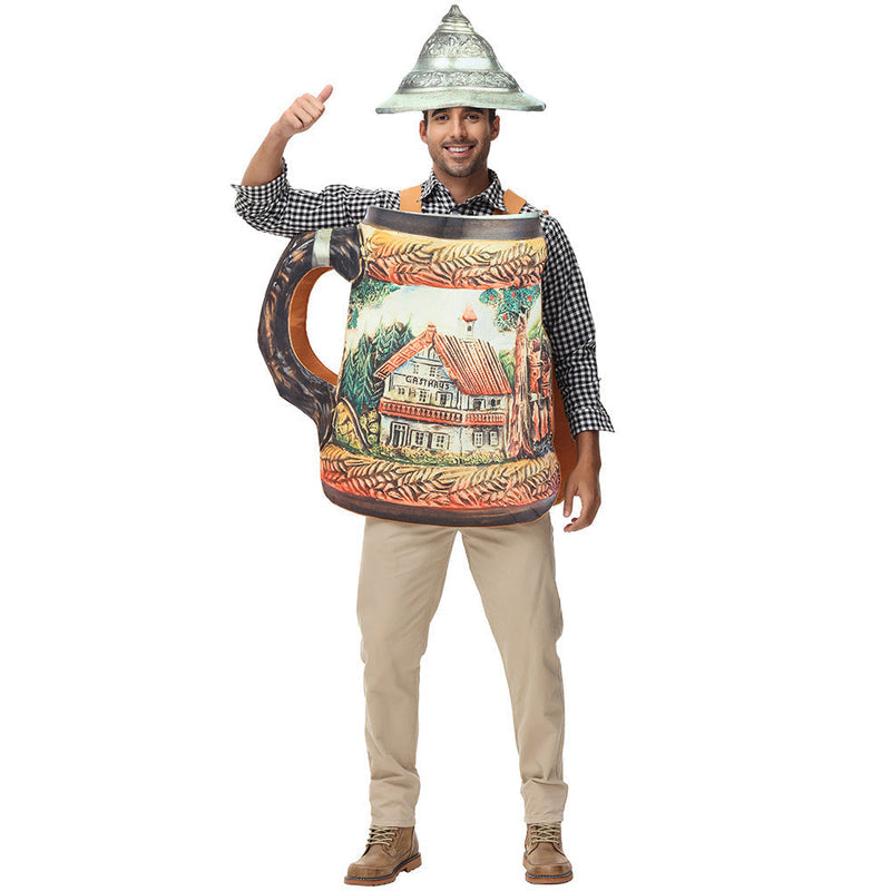 Herren Bierkrug Kostüm mit abnehmbarem Deckel