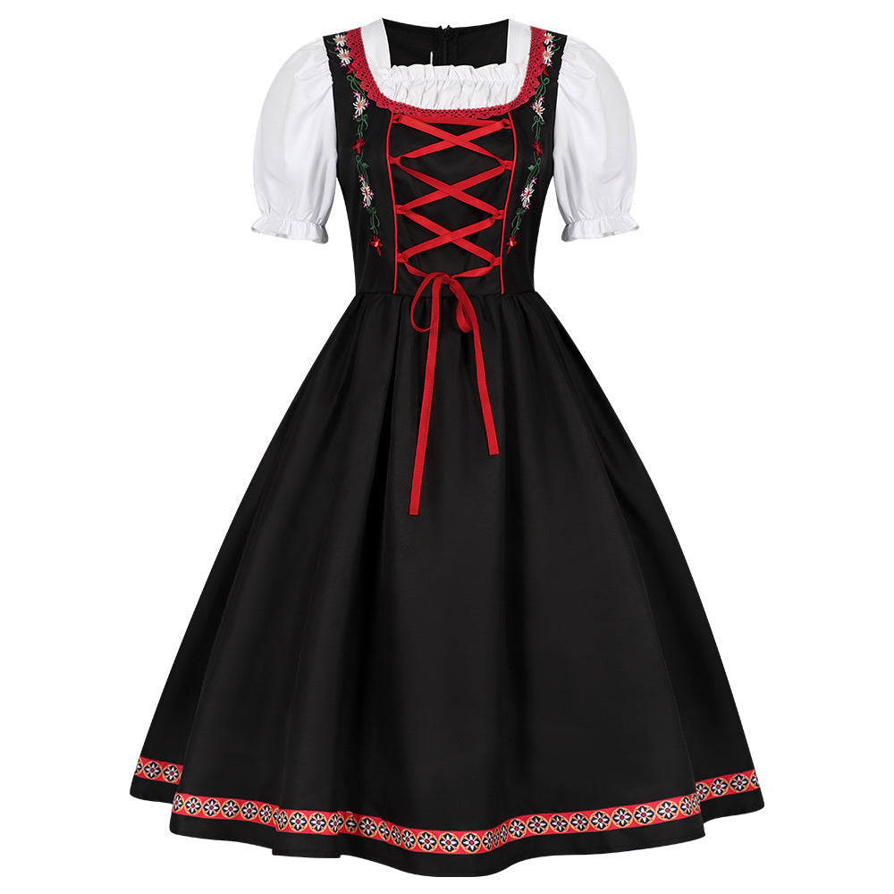 Damen Dirndlkleid mit besticktem Mieder und Puffärmeln