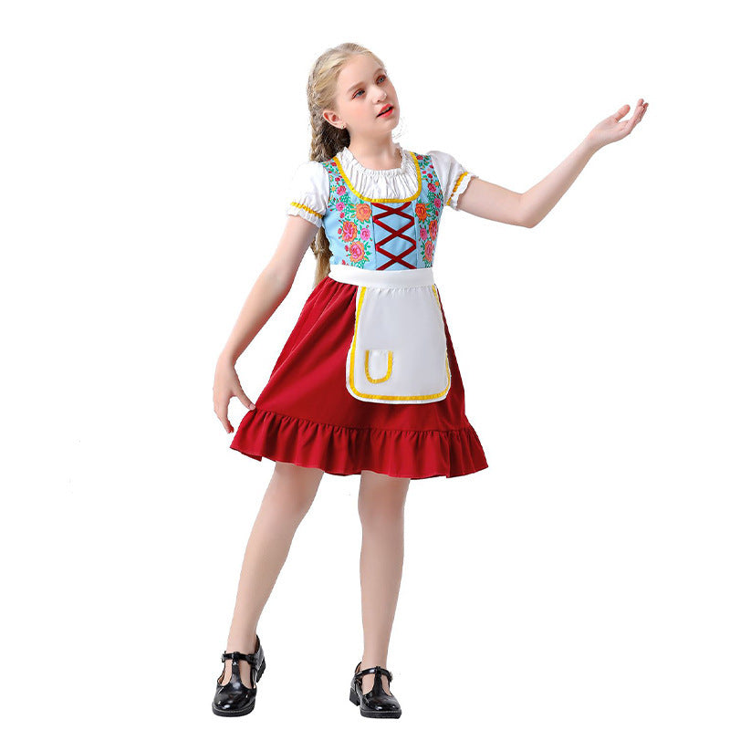 Damen Trachten-Kostümkleid mit Rüschen und Schürze