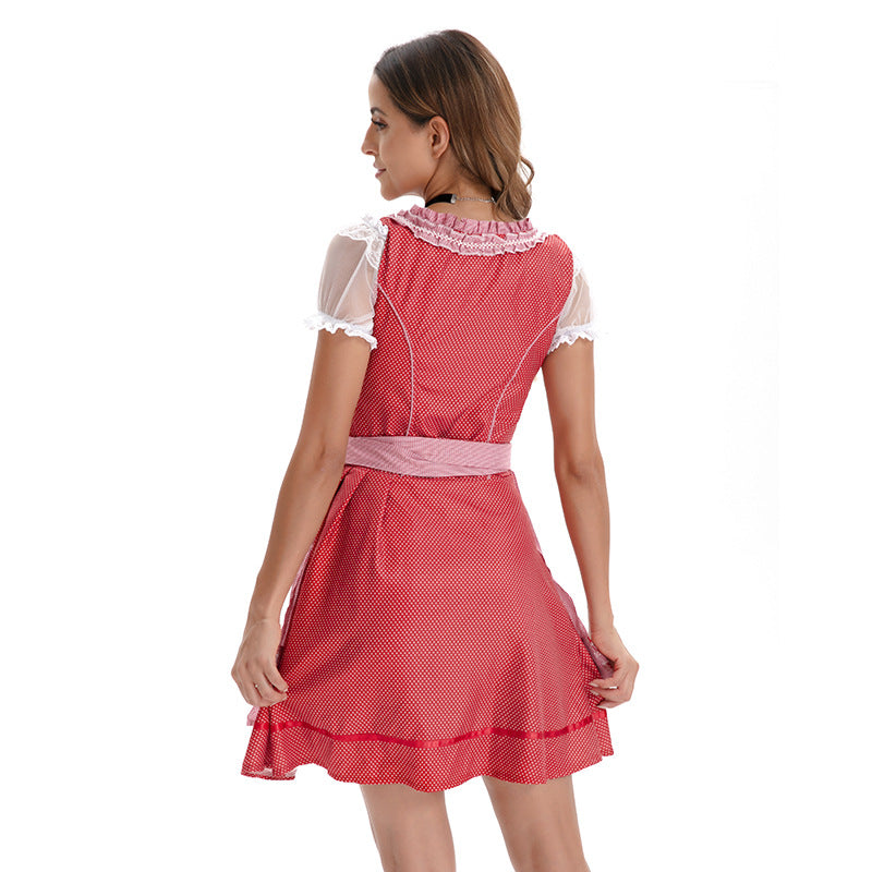 Kurzes Dirndlkleid für Damen mit Spitzen und Schürze