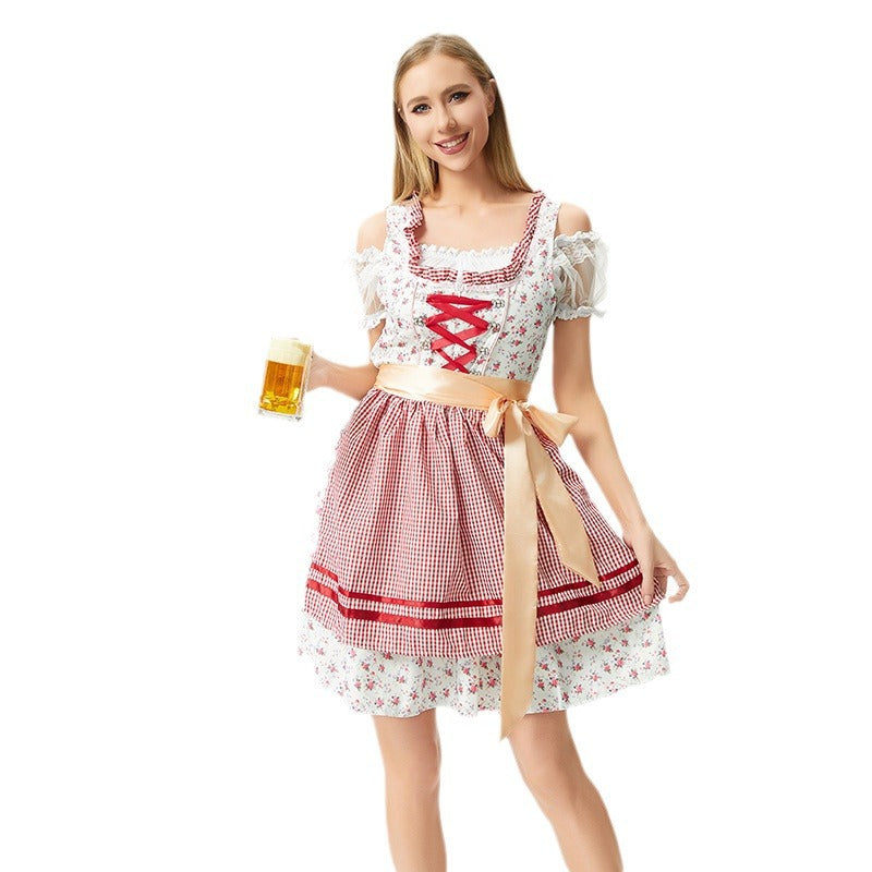Damen Dirndl mit Rüschen und Satin-Schürze