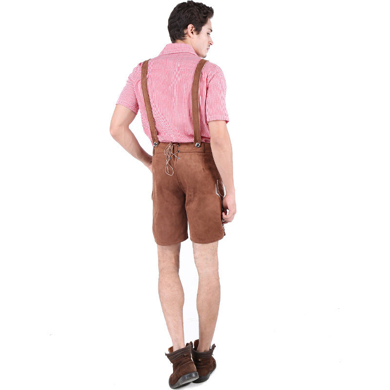 Herren Trachtenlederhose kurz mit Latzträgern