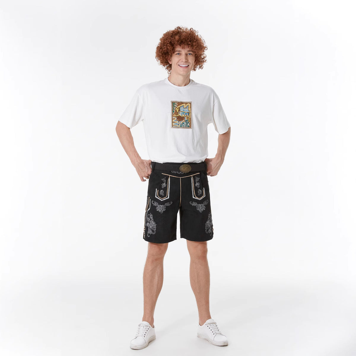 Herren Trachtenlederhose mit Stickereien