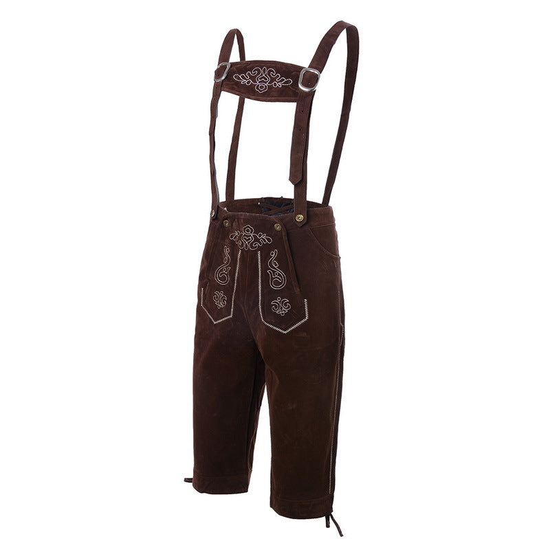 Herren Wildleder Lederhose mit Stickerei