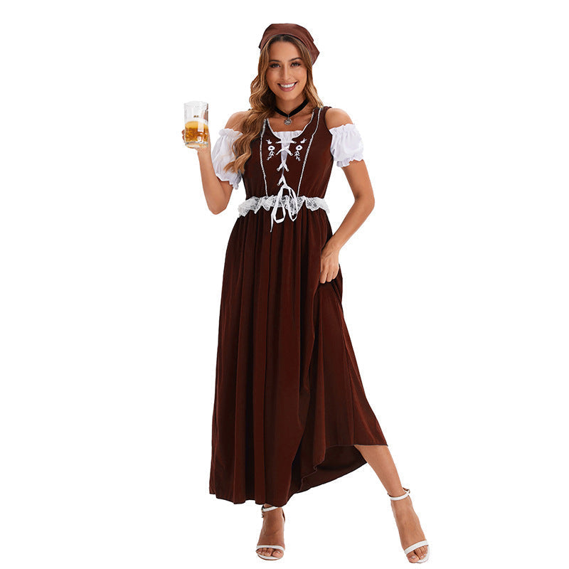 Kurzes Dirndlkleid für Damen mit Spitzen-Schürze