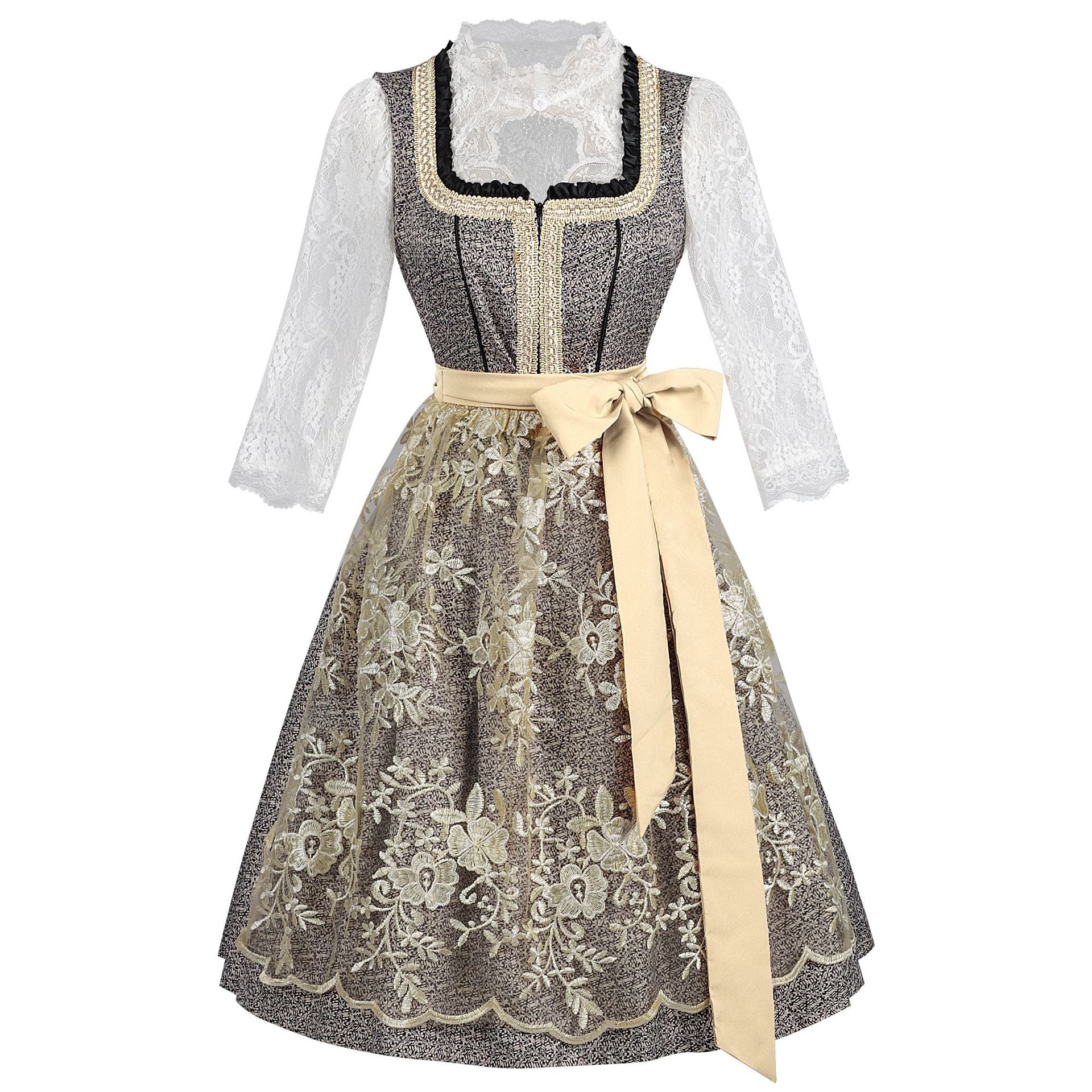 Damen Oktoberfest Kleid mit Rüschen und Borte