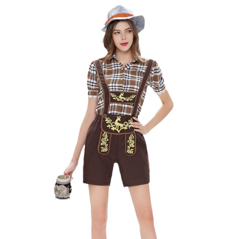 Damen Trachten-Shorts mit besticktem Latz und Bluse