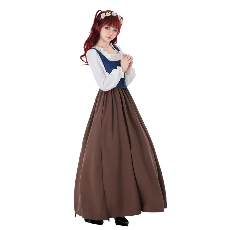 Damen Dirndlkleid mit Schnürmieder und Rüschenärmeln