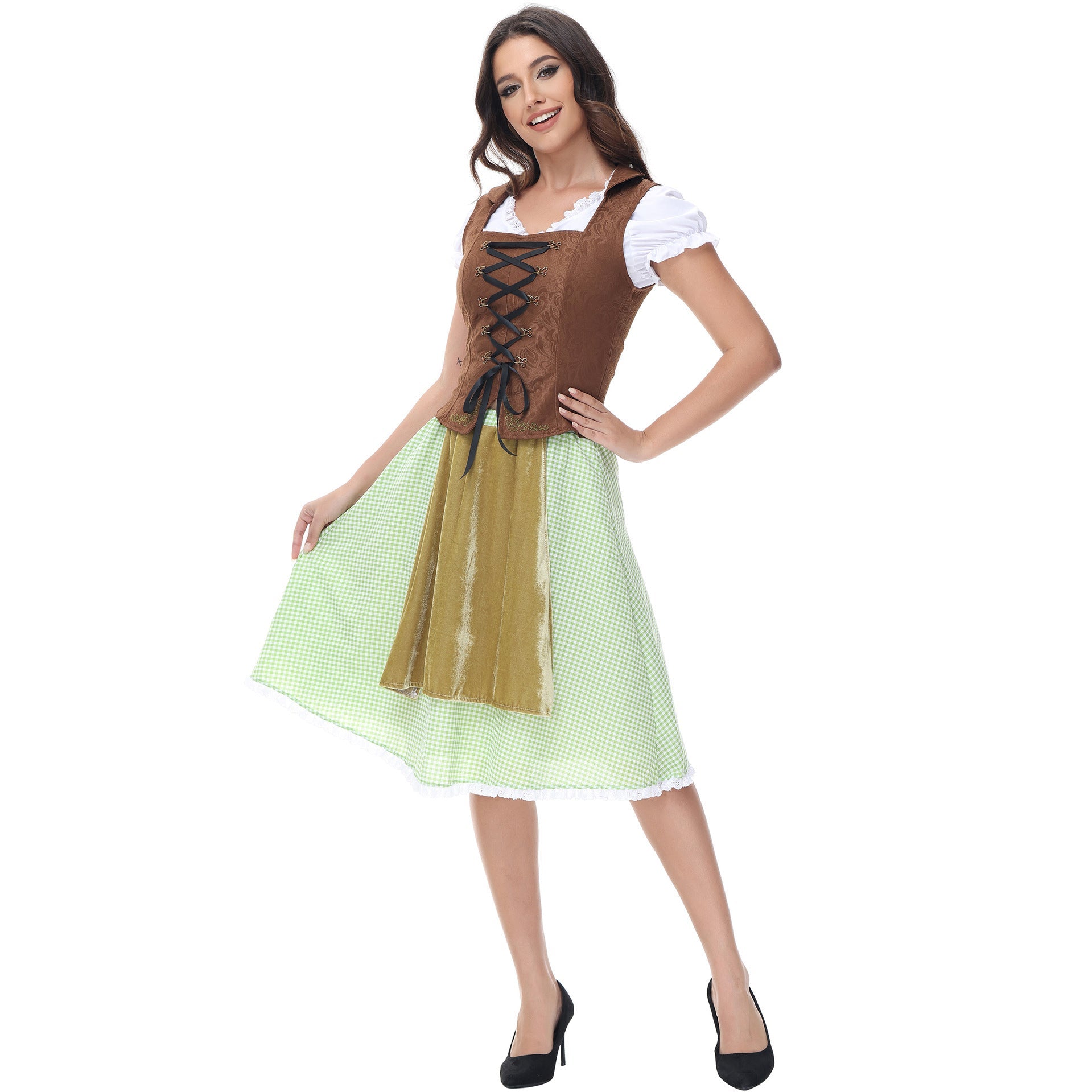 Damen Trachtenkleid mit Rüschen und Schnürung