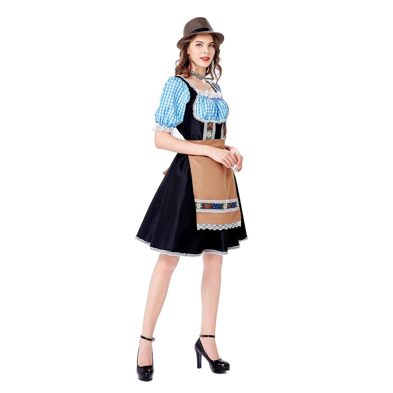 Damen Trachtenkleid mit Karostoff und Schürze