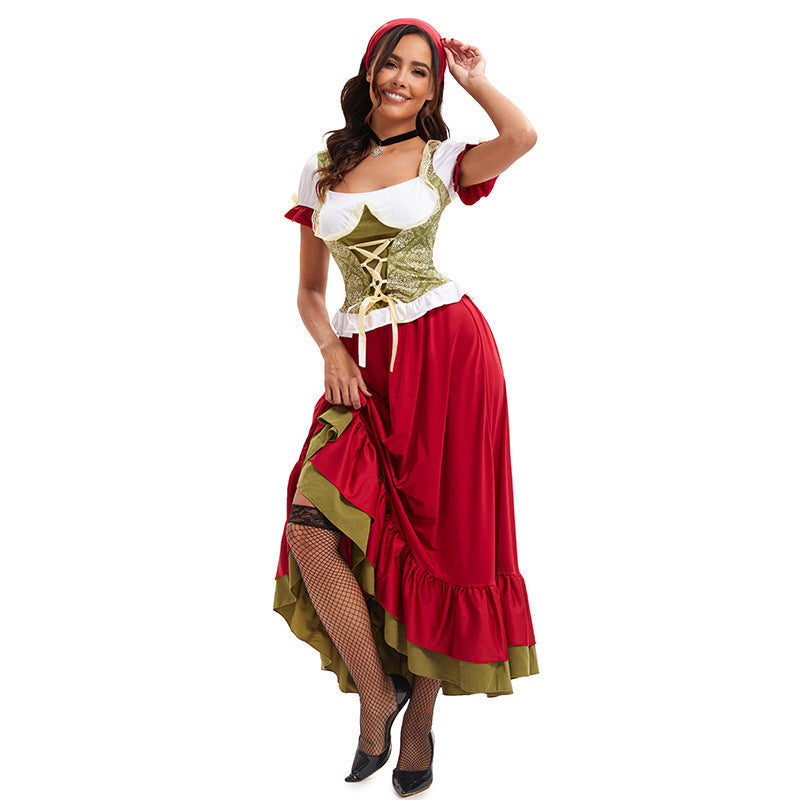 Damen Oktoberfest Kostüm mit Puffärmeln und Schnürmieder