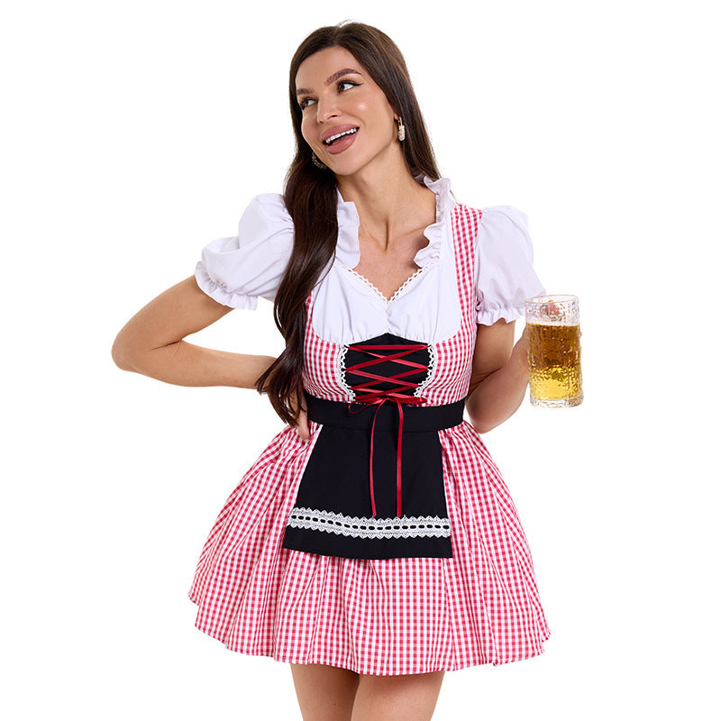 Kurzes Trachten Dirndl für Damen mit Puffärmeln