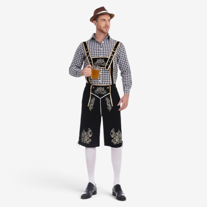 Herren Trachtenlederhose mit barocker Stickerei