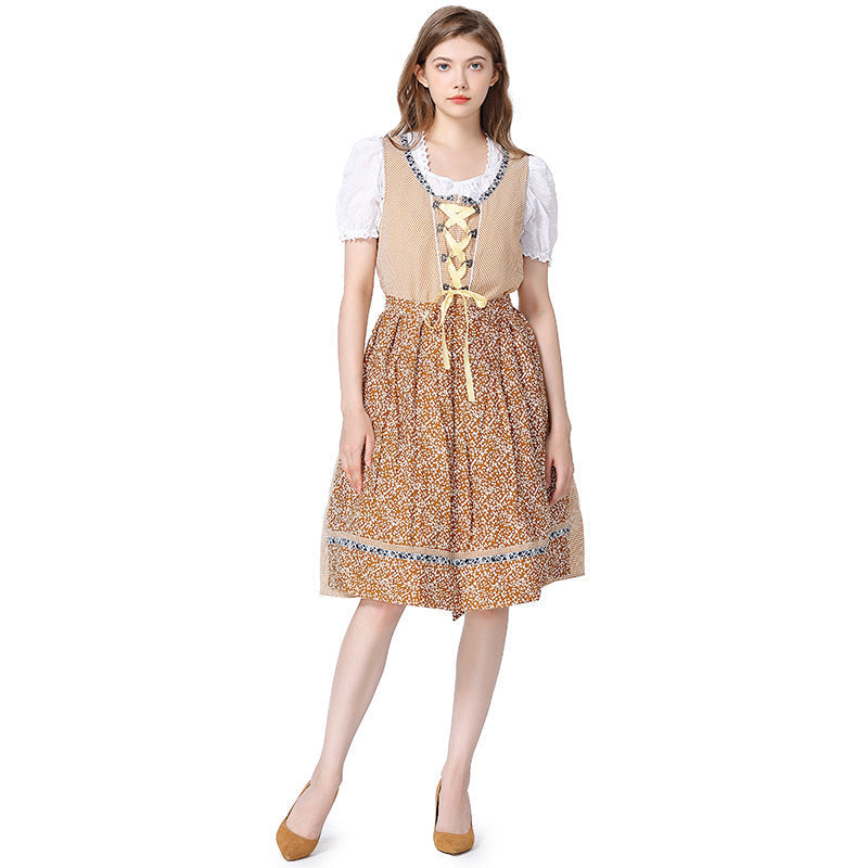 Damen Dirndlkleid mit Spitzenbluse und Schürze