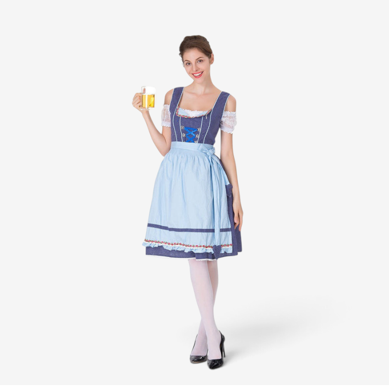 Damen Dirndlkleid mit Schürze und Herz-Ausschnitt