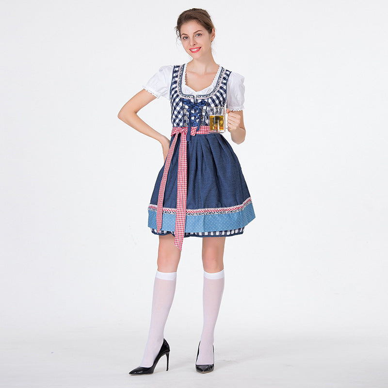 Damen Dirndl mit Karomuster und Schürze