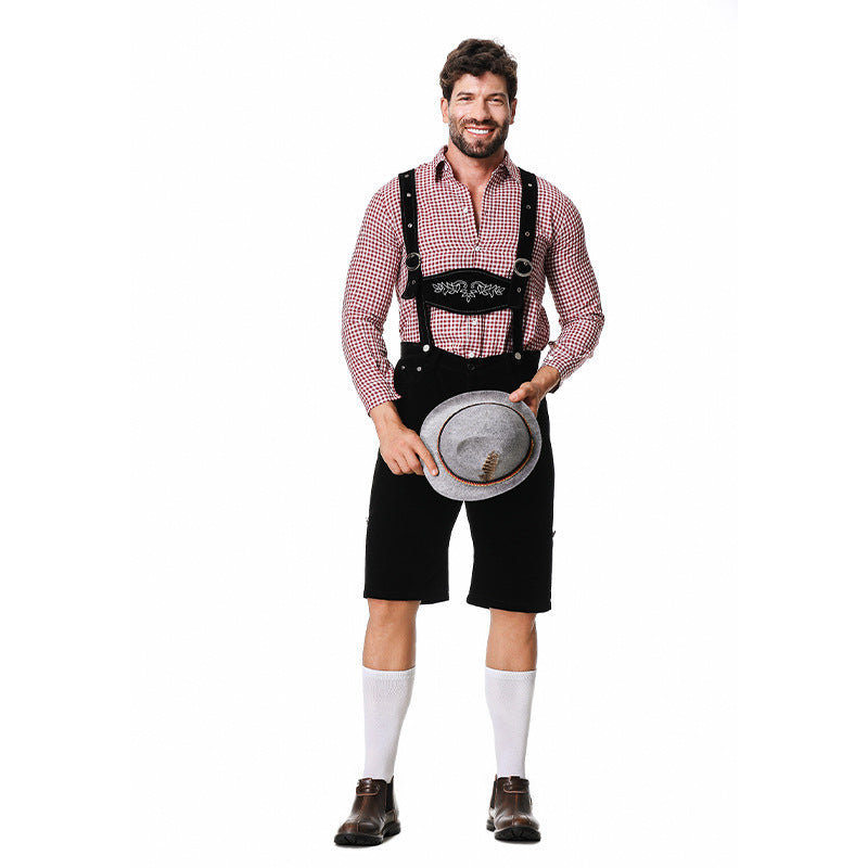 Herren Trachten-Kniebundhose mit verstellbaren Trägern