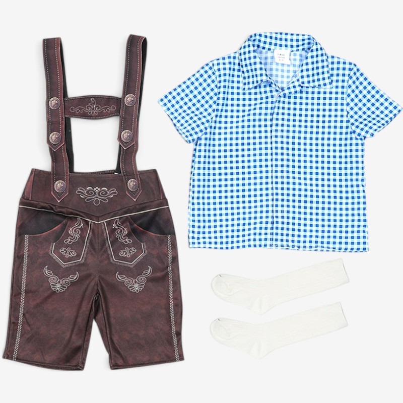 Traditionelle Trachtenlederhose für Kinder mit Trägern