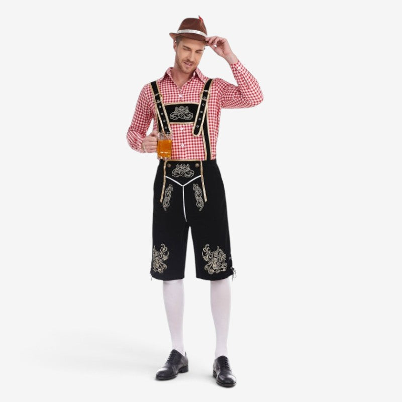 Herren Trachtenlederhose mit barocker Stickerei