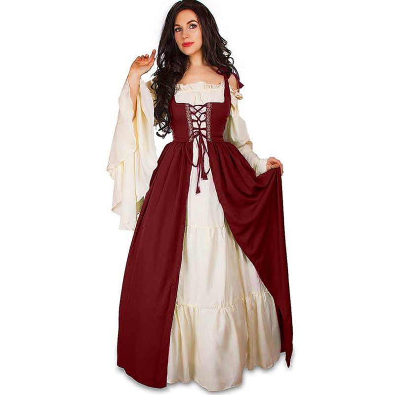 Damen historisches Kleid mit V-Ausschnitt