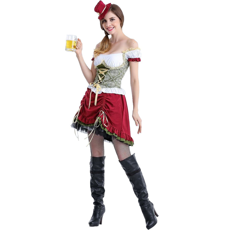 Kurzes Dirndlkleid für Damen mit Spitzen-Schürze