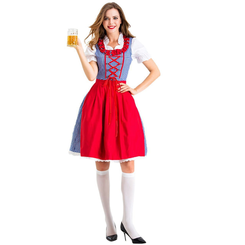 Damen Dirndl mit Karomuster und Schürze