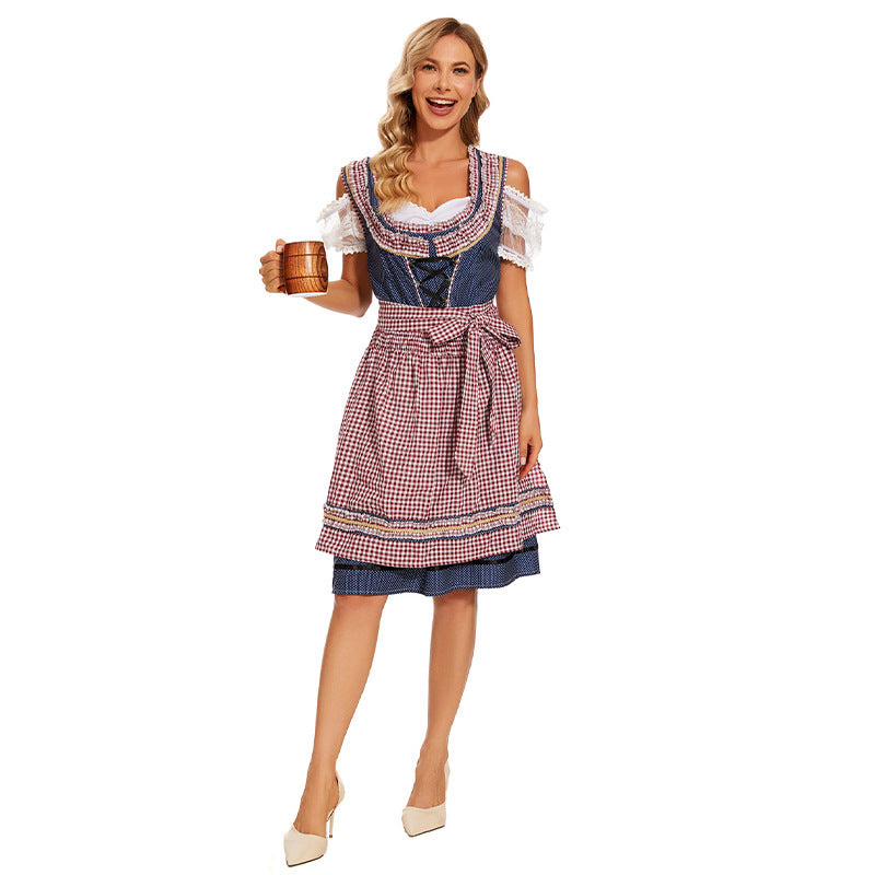 Damen Trachtenkleid mit Schnürmieder und Spitzenärmeln