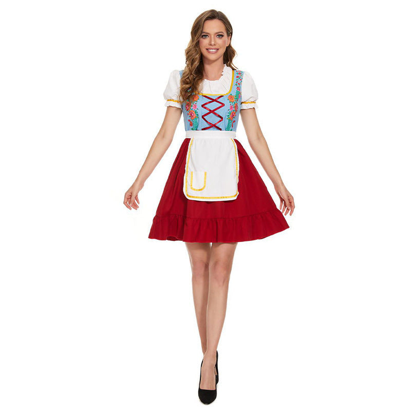 Damen Trachten-Kostümkleid mit Rüschen und Schürze