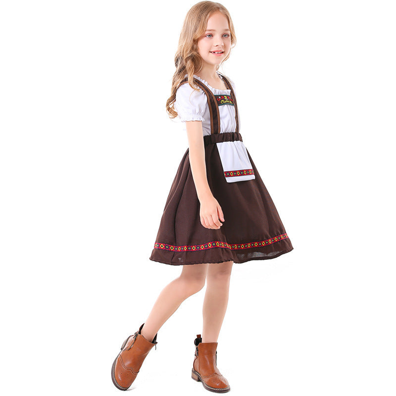 Mädchen Dirndlkleid mit Schürze und Stickereien