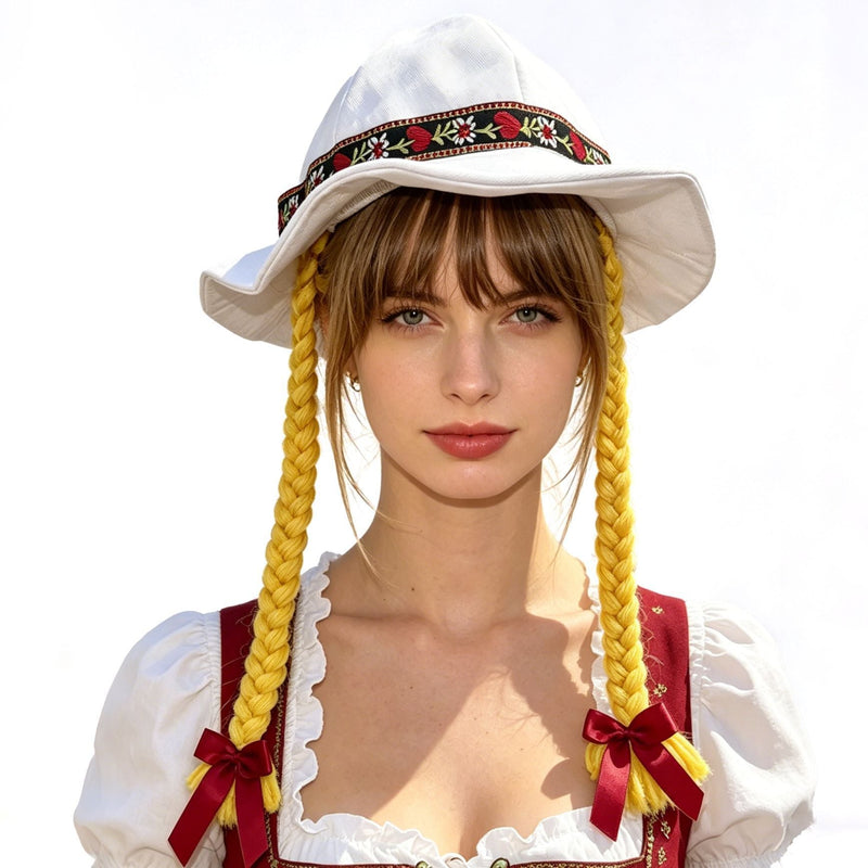 Damen Sonnenhut mit geflochtenen Zöpfen und breiter Krempe