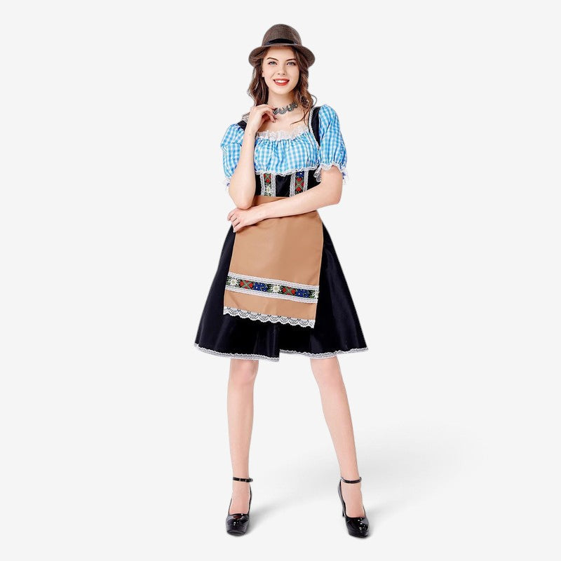 Damen Trachtenkleid mit Karostoff und Schürze