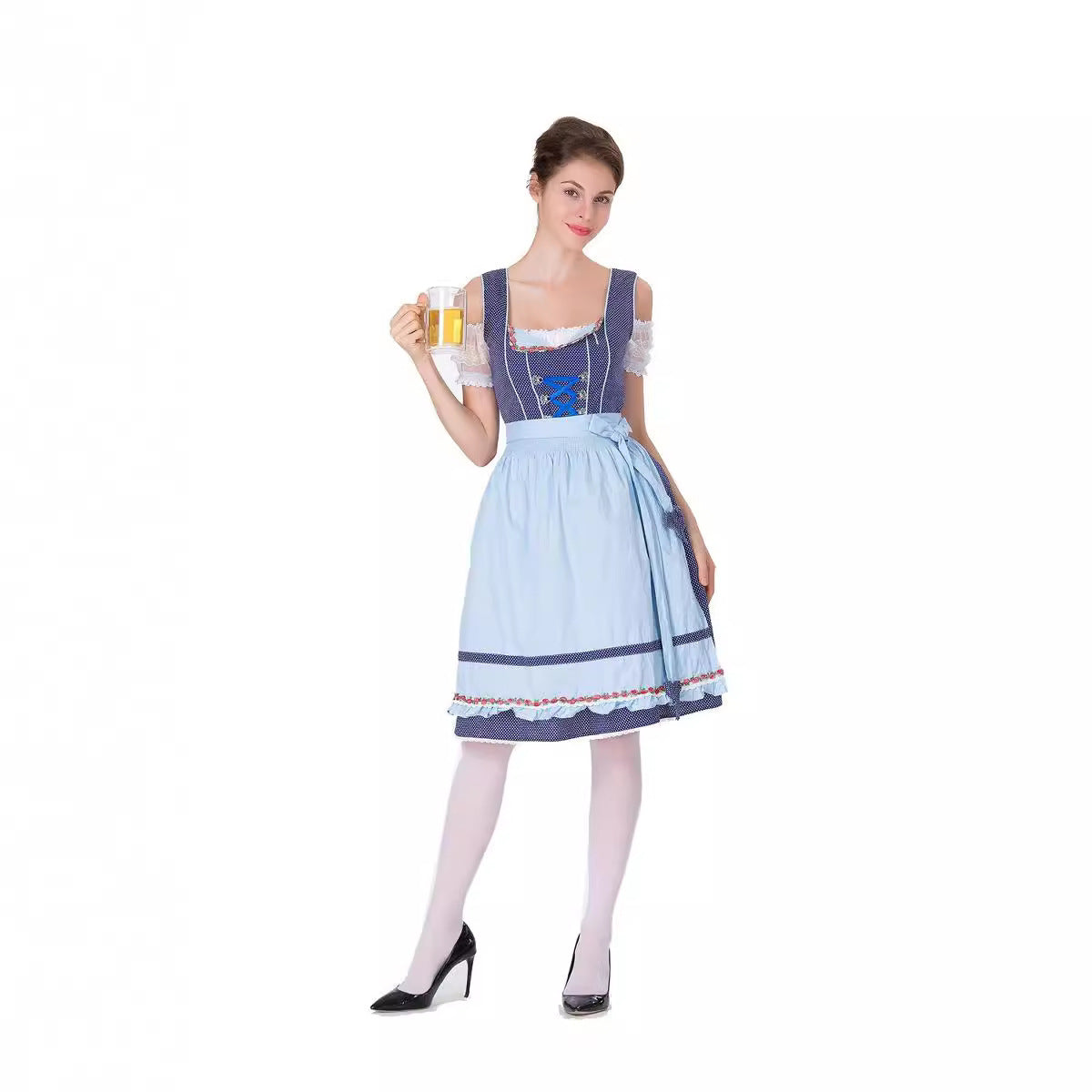 Damen Dirndlkleid mit Schürze und Herz-Ausschnitt