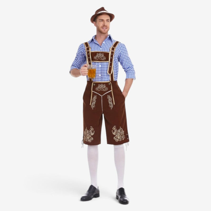 Herren Trachtenlederhose mit barocker Stickerei