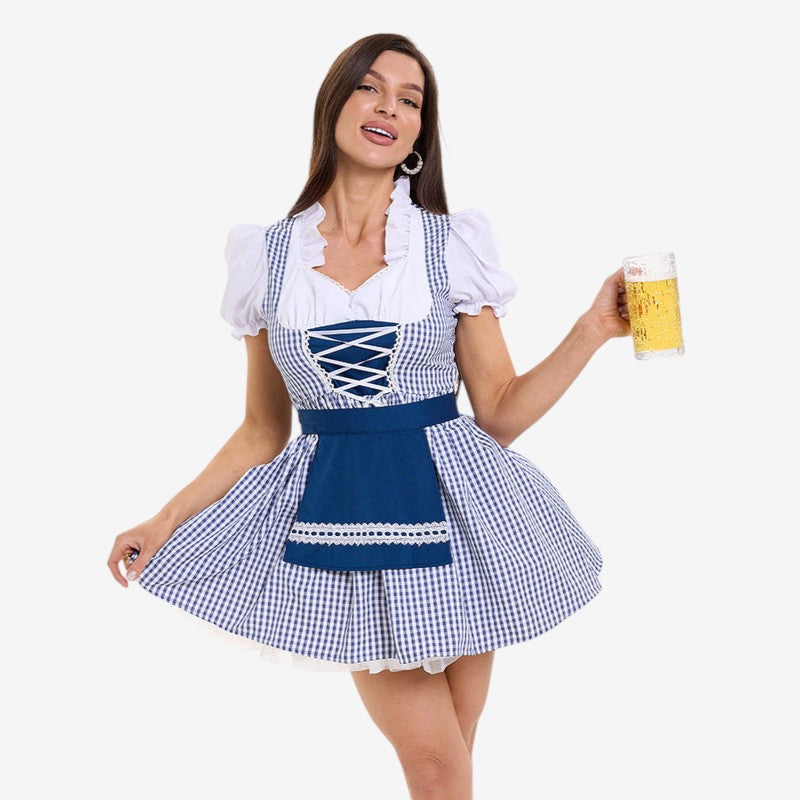 Kurzes Trachten Dirndl für Damen mit Puffärmeln