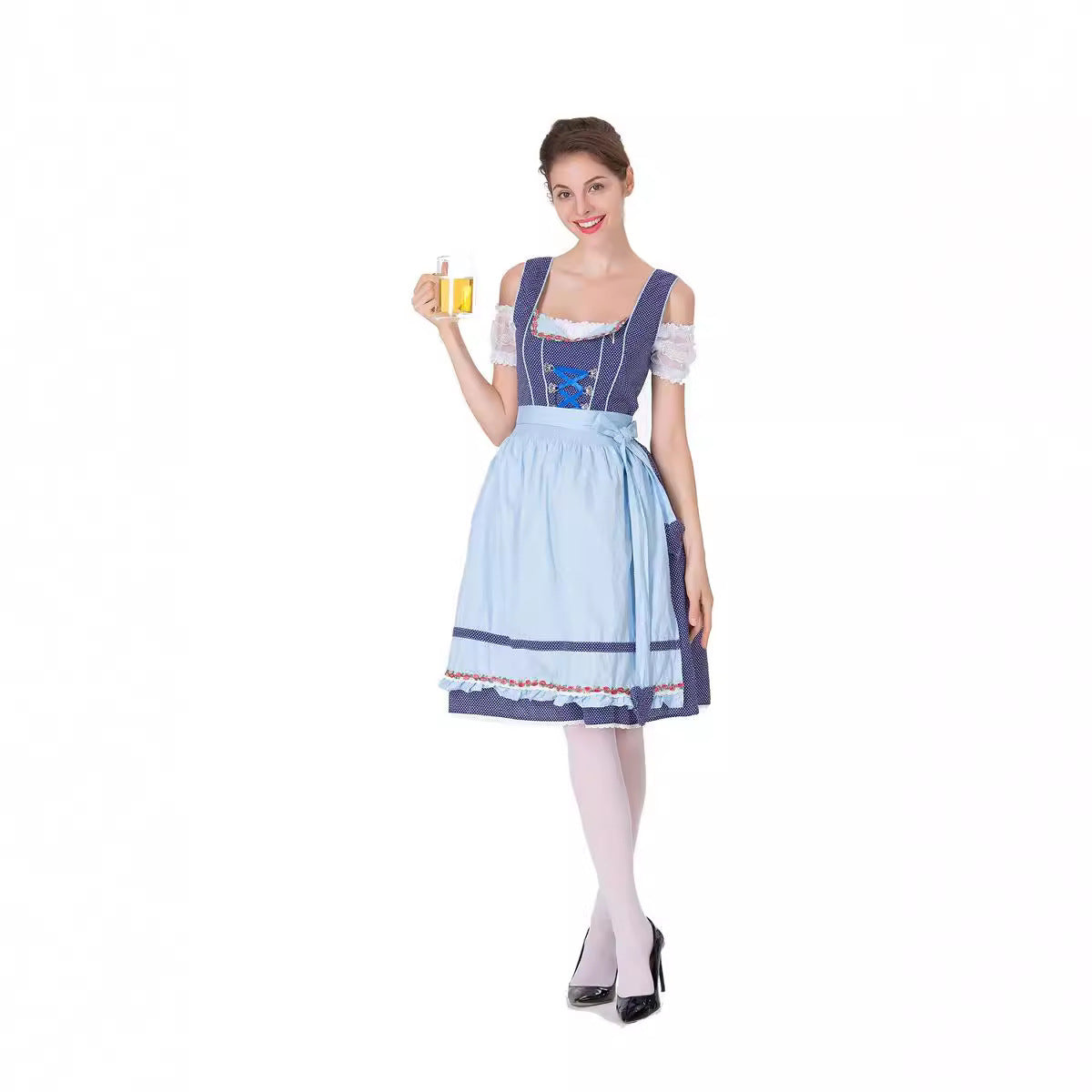 Damen Dirndlkleid mit Schürze und Herz-Ausschnitt