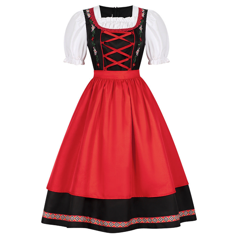 Damen Dirndlkleid mit besticktem Mieder und Puffärmeln