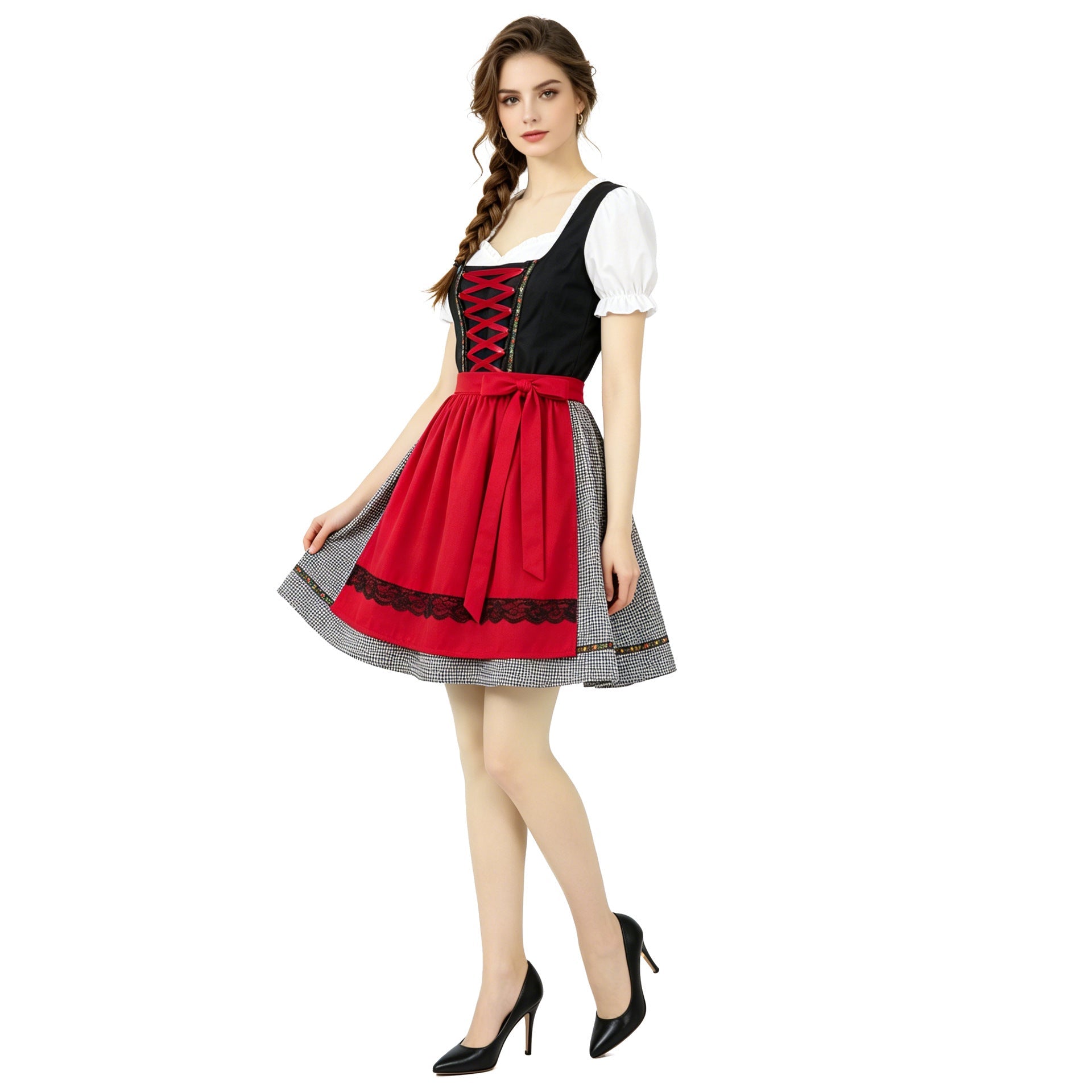 Damen Dirndlkleid mit Herzausschnitt und Schürze